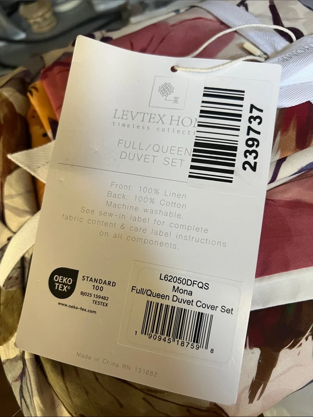 New Levtex Mona Duvet Set - Pink, Burgundy, Green-Full/Queen- 1 Duvet, 2 Shams